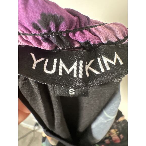 YUMI KIM Black Floral Class Act Lake Side Long Sleeve Tiered Mini Dress Size S - Picture 9 of 10